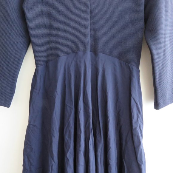ANTHROPOLOGIE MAEVE Orsay Knit Navy Blue Asymmetrical Dress - Size S - Picture 8 of 16